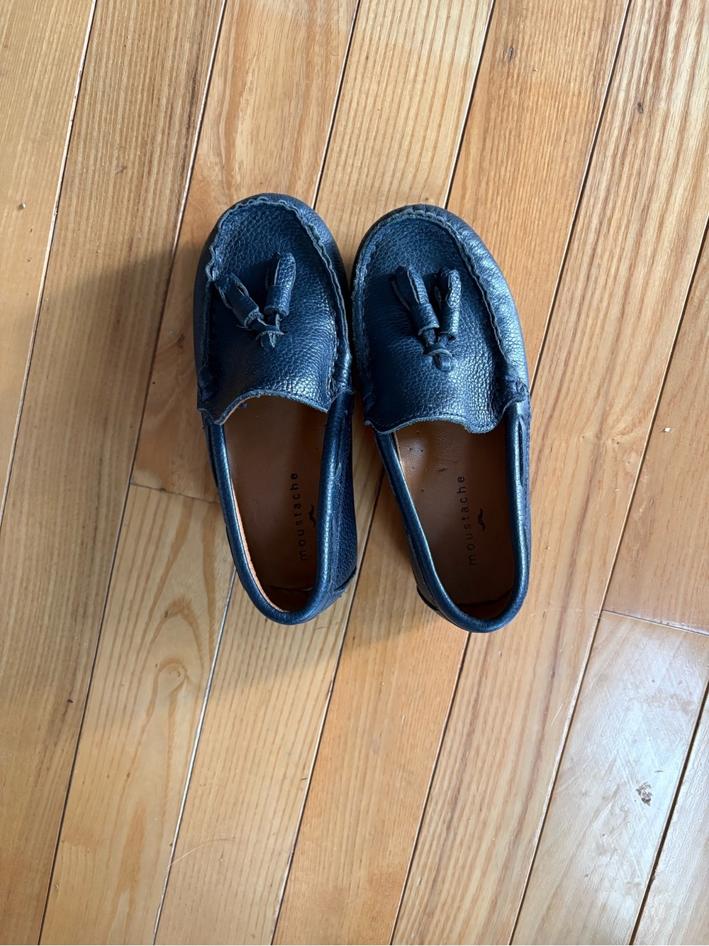 European boys leather Navy Tassel Loafers - Classic Dress Shoe